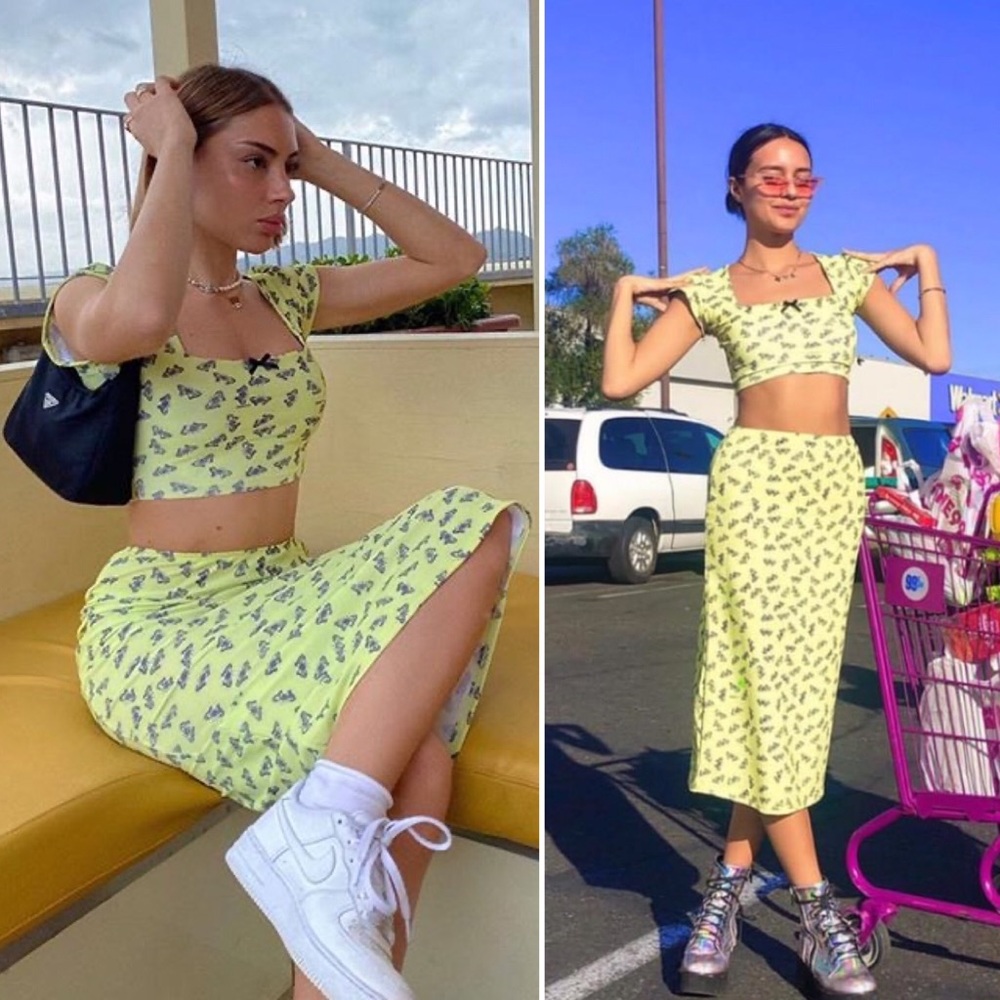 Omighty Bardot Butterfly Top and Skirt Set